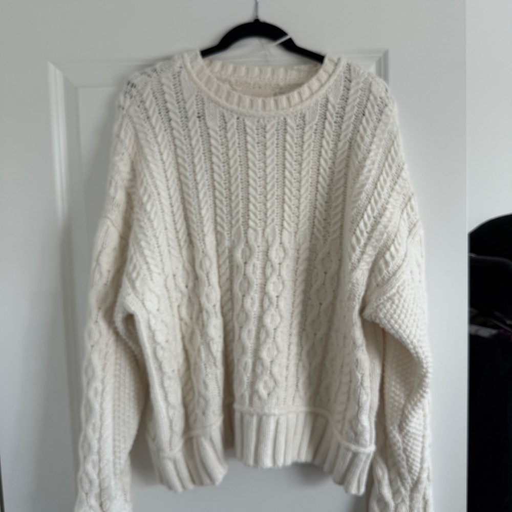 Lucky Brand Cozy Cable Knit Sweater - Cream